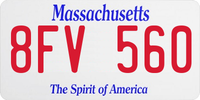 MA license plate 8FV560