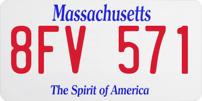MA license plate 8FV571