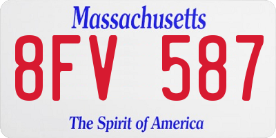 MA license plate 8FV587