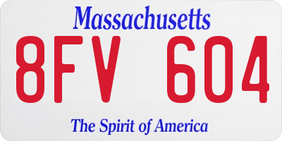 MA license plate 8FV604