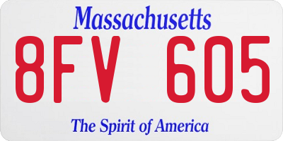 MA license plate 8FV605