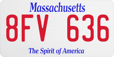 MA license plate 8FV636