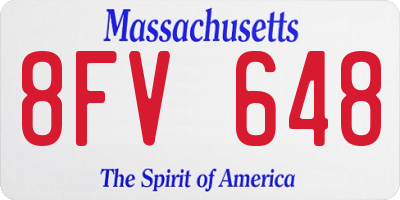 MA license plate 8FV648