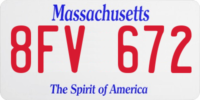 MA license plate 8FV672