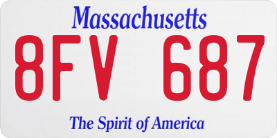 MA license plate 8FV687