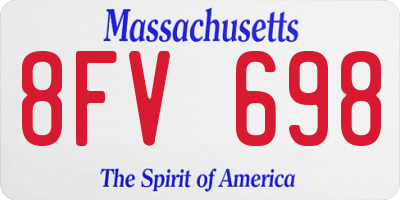 MA license plate 8FV698