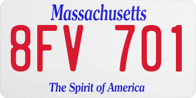 MA license plate 8FV701