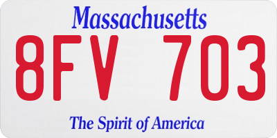 MA license plate 8FV703