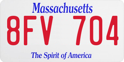 MA license plate 8FV704