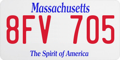 MA license plate 8FV705