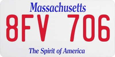 MA license plate 8FV706