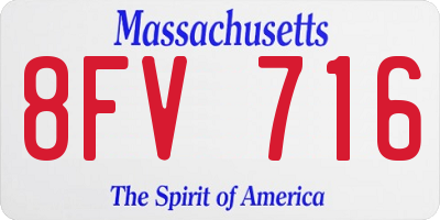 MA license plate 8FV716