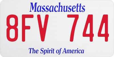 MA license plate 8FV744