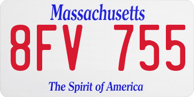 MA license plate 8FV755