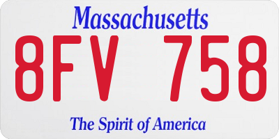 MA license plate 8FV758