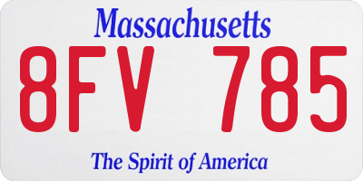 MA license plate 8FV785