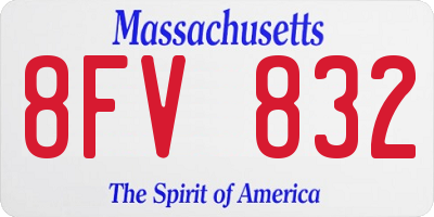 MA license plate 8FV832