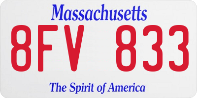 MA license plate 8FV833