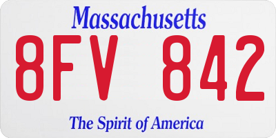 MA license plate 8FV842