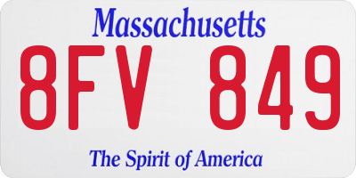 MA license plate 8FV849