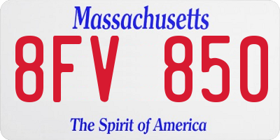 MA license plate 8FV850