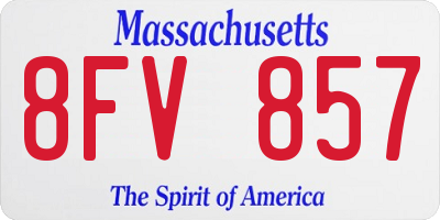 MA license plate 8FV857