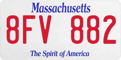 MA license plate 8FV882