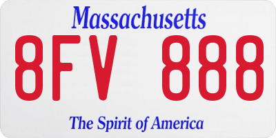MA license plate 8FV888