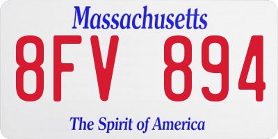 MA license plate 8FV894