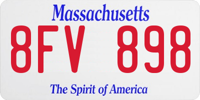MA license plate 8FV898