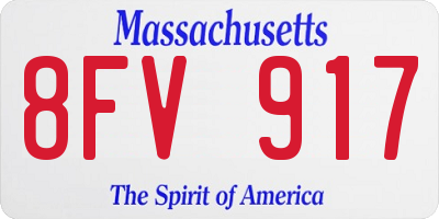 MA license plate 8FV917