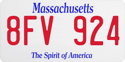 MA license plate 8FV924