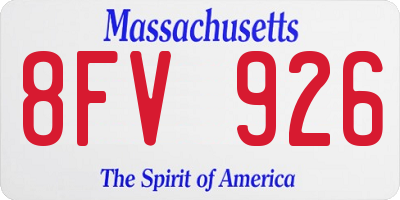 MA license plate 8FV926
