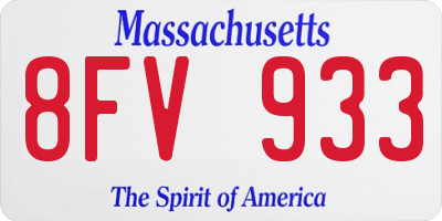 MA license plate 8FV933