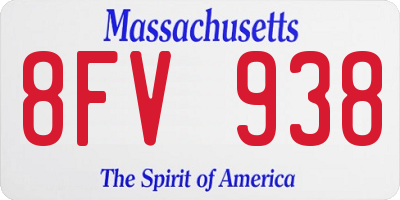 MA license plate 8FV938
