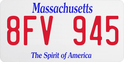 MA license plate 8FV945