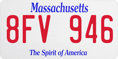 MA license plate 8FV946