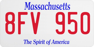 MA license plate 8FV950
