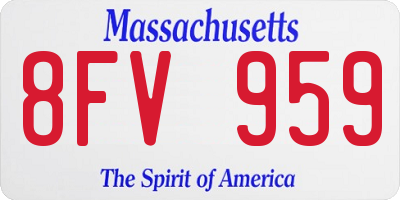MA license plate 8FV959