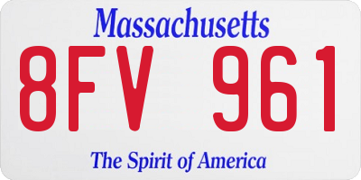 MA license plate 8FV961