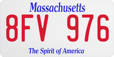 MA license plate 8FV976