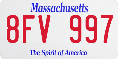 MA license plate 8FV997