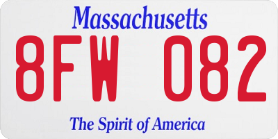 MA license plate 8FW082