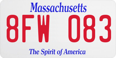 MA license plate 8FW083