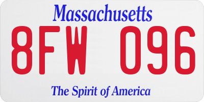 MA license plate 8FW096