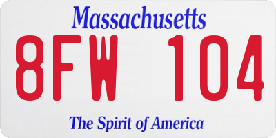 MA license plate 8FW104