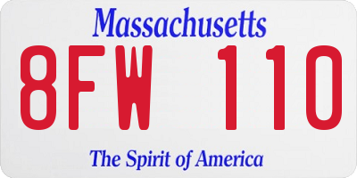 MA license plate 8FW110