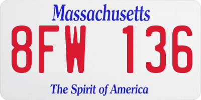 MA license plate 8FW136