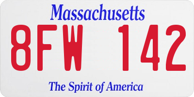 MA license plate 8FW142