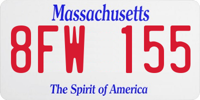 MA license plate 8FW155